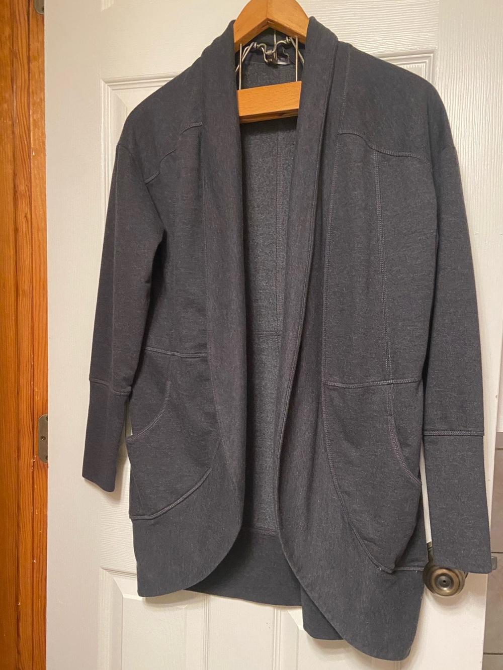 Eddie Bauer Gray Open Front Fleece Cardigan Sweater Women’s Medium